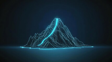 Abstract Glowing Digital Mountain