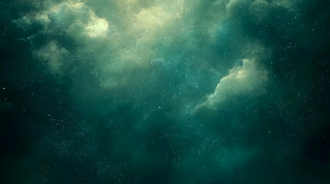 Teal nebula space cloudscape; cosmic background for sci-fi design
