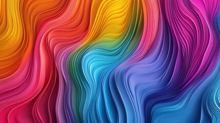 Abstract multicolored wave pattern with fluid curves and vibrant shades of the rainbow