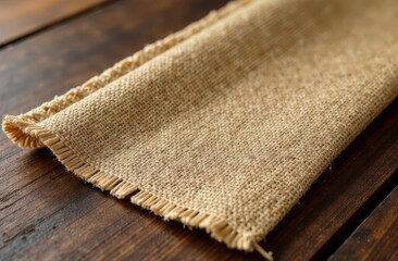 linen kitchen towel on the right on the wooden table, top view