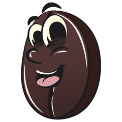 cute coffee beans vektor illustration mascot character, work of hand drawn
