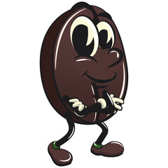 cute coffee beans vektor illustration mascot character folding his arms calmly, work of hand drawn
