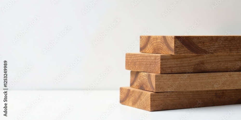 Poster stacked wooden blocks on white surface a simple minimalist arrangement for design projects and mocku