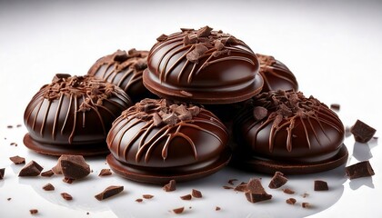 Luxury Dark Chocolate Dipped Cookies with Glossy Coating Displayed Artistically