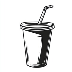 Stylized Soda Cup with Straw