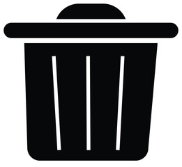  flat icon of a bin, symbolizing waste management, recycling, and environmental responsibility.