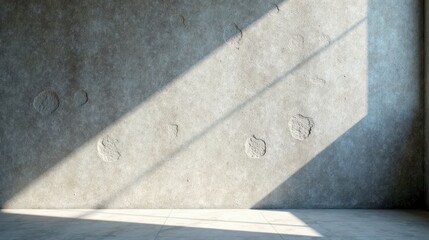 Fototapeta premium Sunlit Interior Room with Textured Concrete Wall and Polished Floor