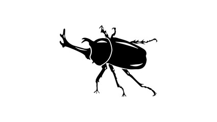 Japanese Rhinoceros beetle symbol, black isolated silhouette