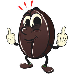 cute coffee beans vektor illustration mascot character raising two middle finger, work of hand drawn