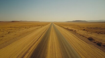 Naklejka premium Endless desert road stretching toward horizon under clear blue sky