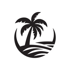 Obraz premium palm trees silhouette Vector on white 