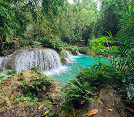 Blue waters at Cambugahay Falls In Siquijor island, Philippines