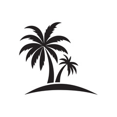 palm tree silhouette black and white 
