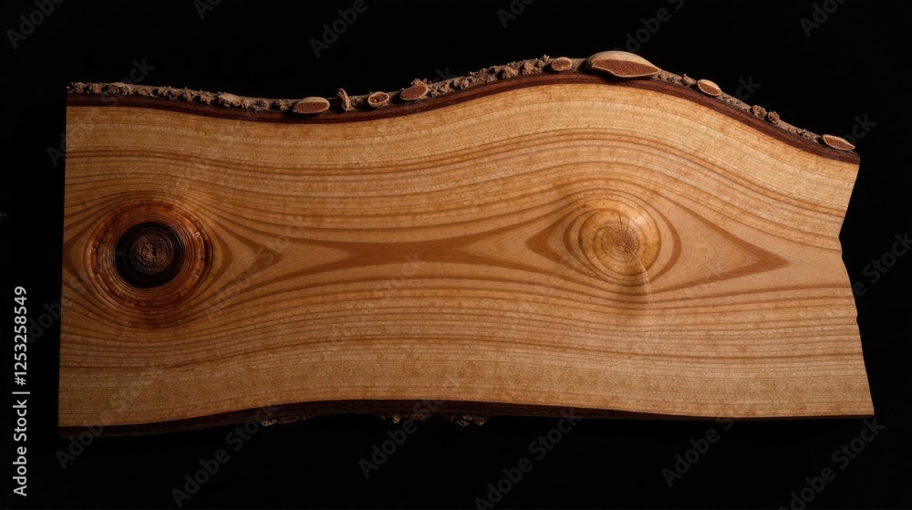 Poster rustic wooden slab with knots and unique grain pattern, ideal for crafting and decorative projects