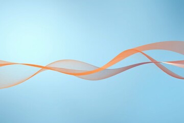  Two overlapping, flowing lines in soft, translucent orange tones against a light blue background.