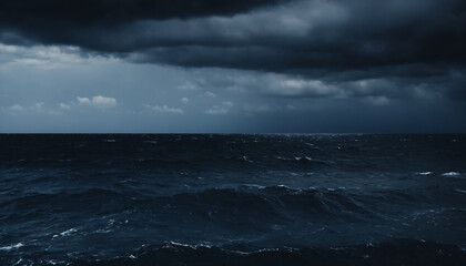 Fototapeta premium The ocean is rough and choppy, with dark clouds looming overhead
