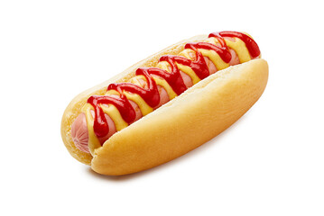 Indulge in a Delectable Hot Dog topped with Mustard and Ketchup for ultimate satisfaction