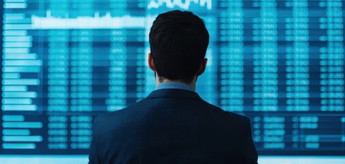 Fototapeta premium value and price investment comparison. Business professional presenting Value-Price Metrics for investment options on a large digital screen