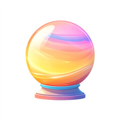A colorful crystal ball sits on a pedestal, radiating vibrant hues. It symbolizes mysticism, fortune-telling, and the allure of the unknown, inviting curiosity and exploration.
