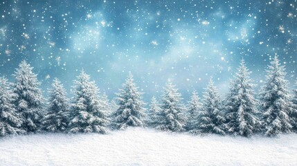 Obraz premium Snow Covered Pine Trees Winter Wonderland Scene