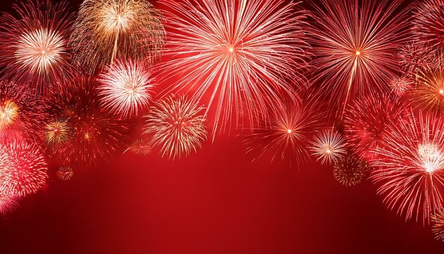 fireworks on the red background free space for your text