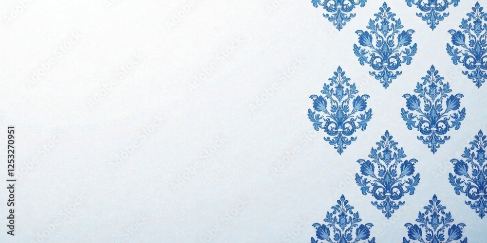 Poster elegant blue damask pattern on a light background, perfect for design projects and decorative applic