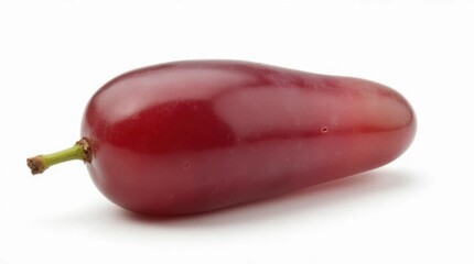 Single Ripe Red Grape Isolated on White Background