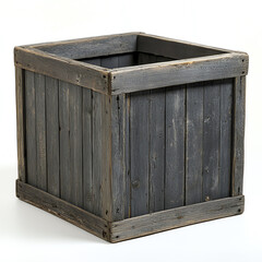A rustic wooden crate with a weathered finish, perfect for storage or decorative purposes in home decor, gardening projects, or crafting settings. Versatile and stylish addition.