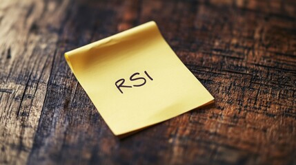 RSI text on office yellow paper sticker , The RSI is a momentum oscillator that is widely used in technical analysis of stocks and commodities to identify changes in momentum and price direction, 16:9