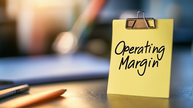 OPERATING MARGIN text on office yellow paper sticker , 16:9