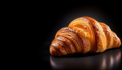 a croissant on a black background with copy space for text or design