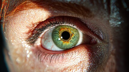 Close-up eye, sunlight, freckles, skin, detail