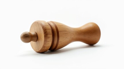 Rustic Wooden Pepper Grinder on White Background