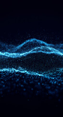 Abstract Blue Particle Wave: Dynamic Technology Background for Futuristic Designs & Data Visualizations.