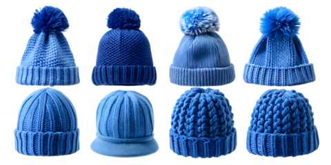 collection of blue winter hats png