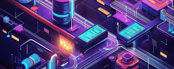Obraz premium Automation software process concept with futuristic business system designs