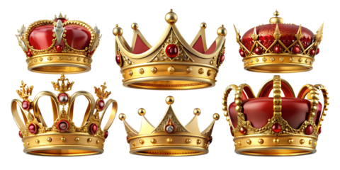 collection of elegant luxury gold red crown png