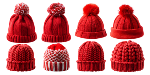 collection of red winter hats png image