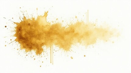 Golden Ink Splash on White Background