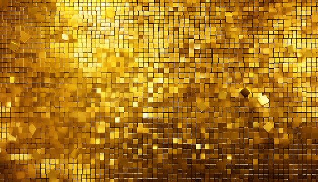 background texture of gold yellow mosaic tiles background golden small square shape tiles each reflecting light differently to create a unique pattern