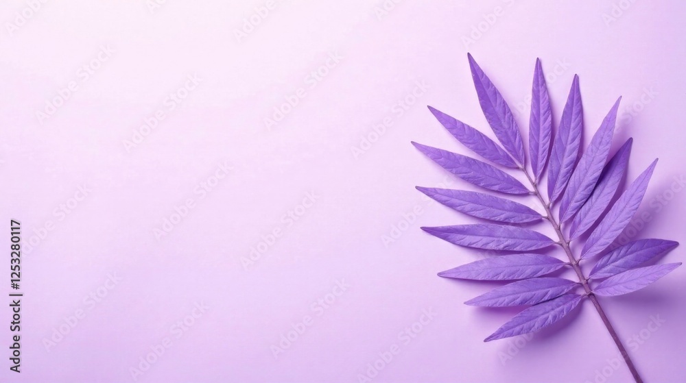 Poster serene lavender leaf branch on soft lilac background, a minimalist botanical design element for eleg