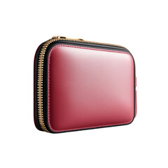 Stylish Red Leather Zipper Pouch - Minimalist Design