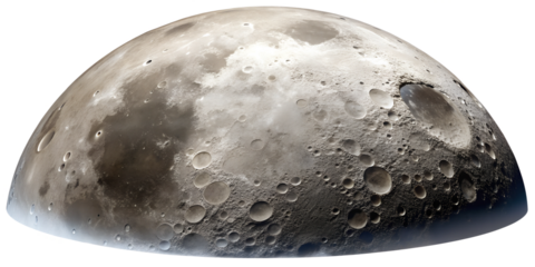 surface of the moon isolated on white background. png