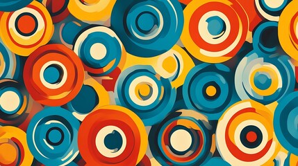 Abstract Colorful Concentric Circles Design Pattern