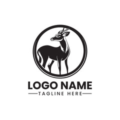 Deer logo vector illustration icons wild deer outdoor brand label. Elk antlers sign. Wildlife stag symbol. Vector illustration