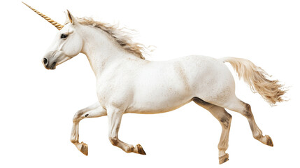 Obraz premium Majestic unicorn galloping on transparent background