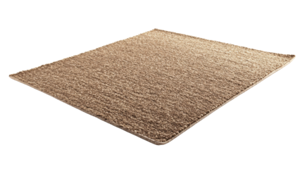 Light brown rectangular carpet on transparent background