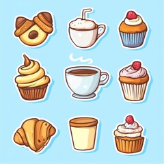 Assorted Delicious Baked Goods and Coffee Drinks