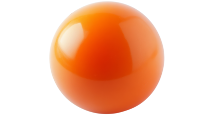 Glossy orange sphere rotating on transparent background