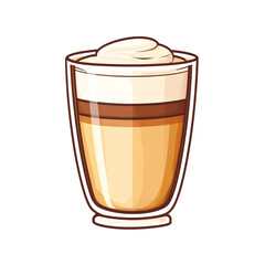 Delicious layered coffee beverage served in a clear glass, showcasing beautiful cream and coffee colors, perfect for coffee lovers and as a visual treat for beverage photography.